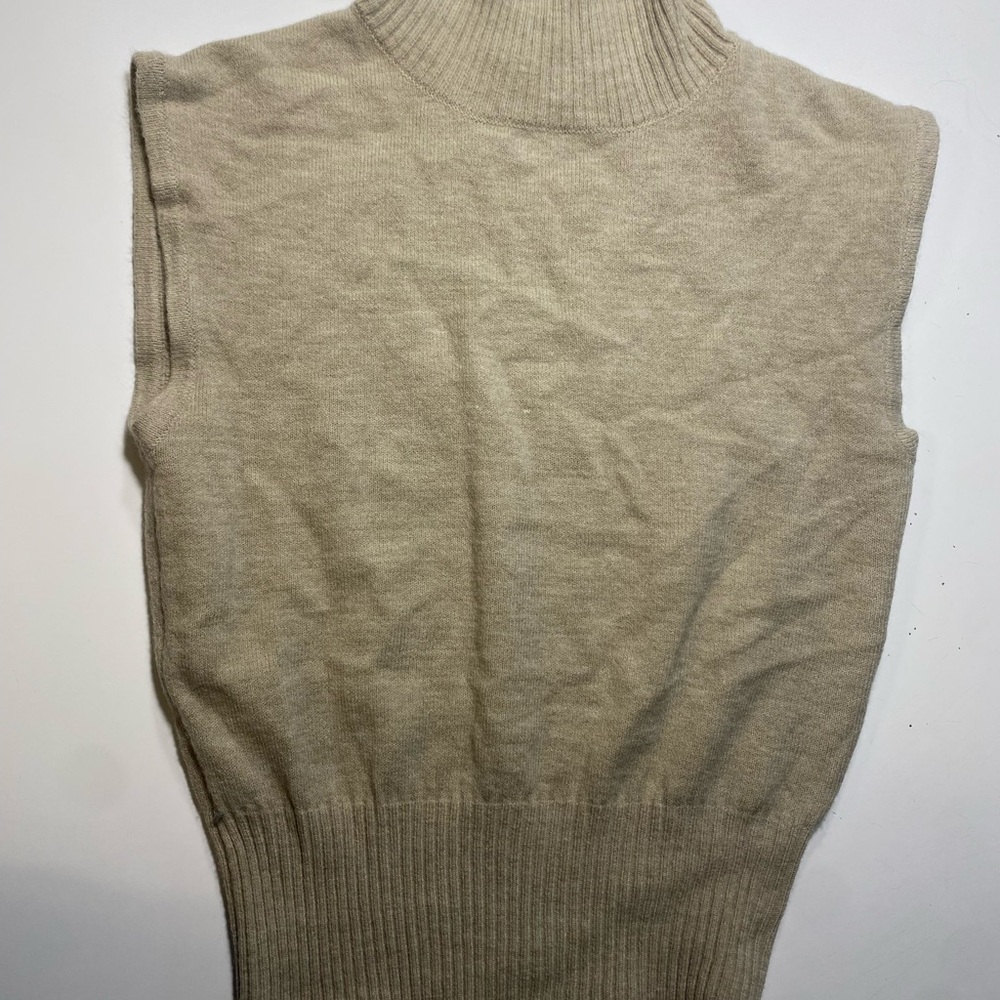 Double Zero Soft Beige Knitwear Mock Neck